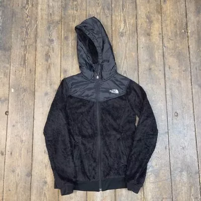 Buy The North Face Fleece Teddy Soft Y2K Full-Zip Hooded Jacket, Black, Womens Small • 25£