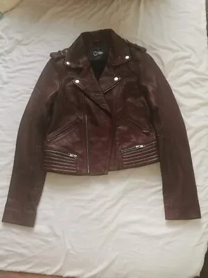 Buy 100% Lamb Leather Burgundy Leather Jacket Womens • 35£