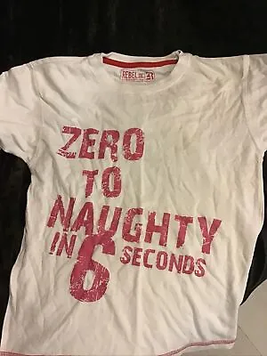 Buy Age 6-7 Girls Boys Unisex T Shirt Zero To Naughty 6 Seconds White Primark • 4.49£