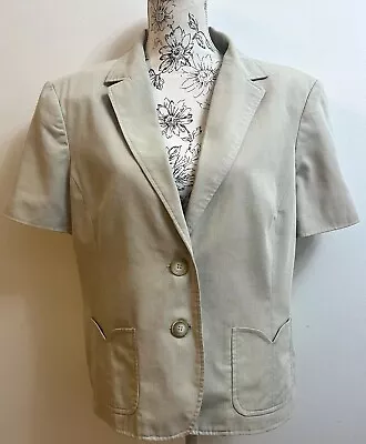 Buy Andre De Brett Ladies Uk 18 Beige Short Length Sleeved Button Up Collared Jacket • 14.99£