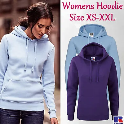 Buy Womens Hoodie Plain Ladies Sweatshirt With Kangaroo Pocket Blue Purple Jumper UK • 9.99£