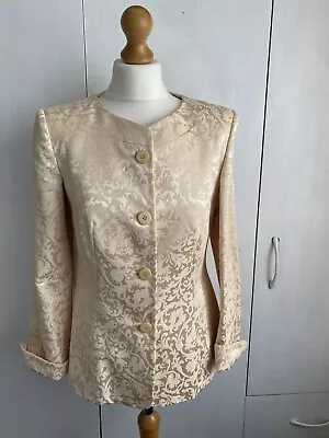 Buy M&S Gold Patterned Damask Blazer Jacquard Occasion Wedding Size 10 • 17.99£