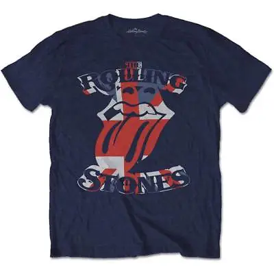 Buy Rolling Stones Brit Flag Tongue Official Merch Shirt Blue - New • 18.95£