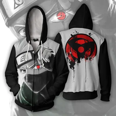 Buy Anime Naruto Hoodie Kakashi 3D Print Coat Jacket Sweatshirt Sharinga Cosplay • 18.19£