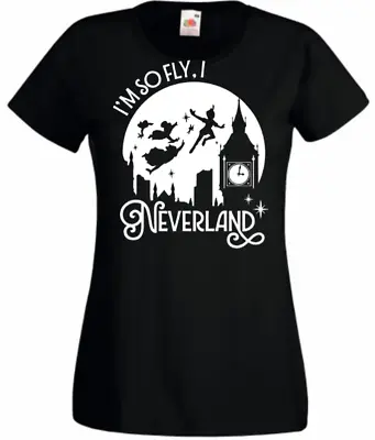 Buy I'm So Fly I Neverland Peter Pan T-shirt Black Top Children & Ladies Multi-list  • 9.49£
