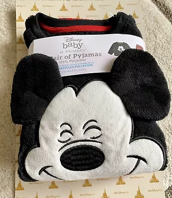 Buy Disney Baby Mickey Mouse Soft Fleece Pyjamas  6-9 Month Black Red BNWT • 7.99£