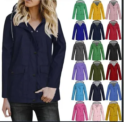 Buy Plus Size Womens Waterproof Raincoat Ladies Outwear Wind Rain Forest Jacket Coat • 31.19£