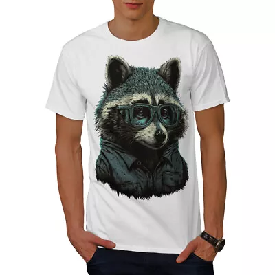 Buy Wellcoda Dark Racoon Mens T-shirt, Sunglasses Animal Graphic Design Printed Tee • 14.99£