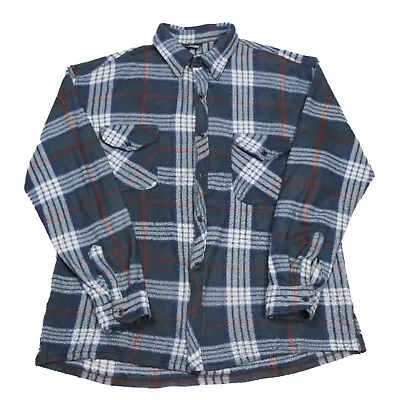 Buy Vintage Plaid Fleece Overshirt | XL | Check Flannel Jacket Over Shirt • 15.39£