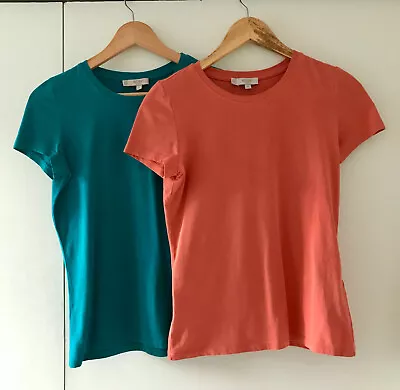 Buy Hobbs Pixie Cotton T-Shirts X 2: Teal & Apricot XS • 12.50£
