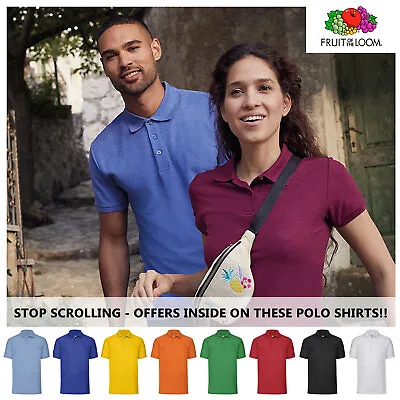 Buy Fruit Of The Loom Mens Womens Polo Shirt Plain Unisex Casual Work Wear Top 63402 • 7.99£