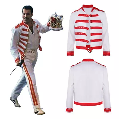 Buy Queen Lead Vocals Freddie Mercury Cosplay Costume Striped Jacket Coat Christmas • 20.41£
