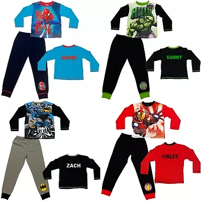Buy Boys Superhero  Pyjamas Hulk, Iron Man, Batman, Spiderman Personalised With Name • 10.95£