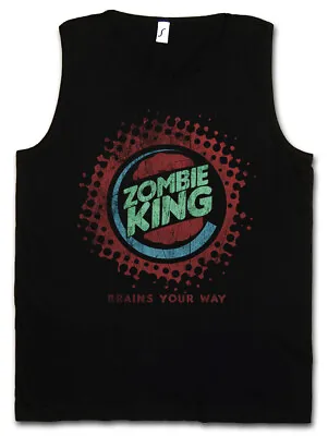 Buy ZOMBIE KING MEN TANK TOP Fun Zombie Splatter Gore Blood Halloween Brains Burger • 22.79£