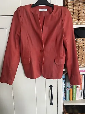 Buy Sandro Paris Red Kidskin Leather Jacket RRP $940 Size 10 • 55£