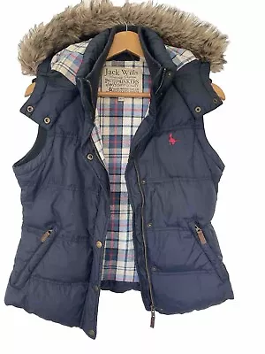 Buy Ladies Jack Wills Navy Thick Padded Gilet Bodywarmer Jacket Coat UK Size 10 • 4.99£