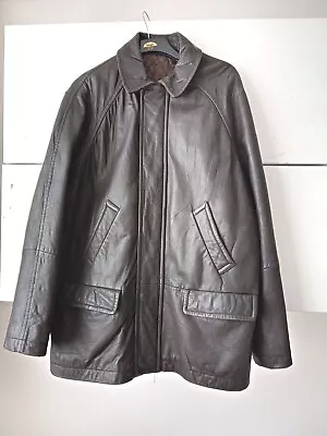 Buy *FINEST* Very Dark Brown 100% Leather Lightly Padded Men's Jacket Size L-XL • 10.99£
