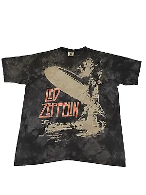 Buy Vintage Led Zeppelin Blimp Liquid Blue Tie Dye T-Shirt Size Large Rock Band USA • 44.99£