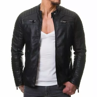 Buy Men's Authentic Lambskin Leather Jacket Motorcycle Stylish Slim Fit Biker Jacket • 112.80£