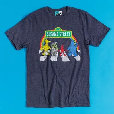 Buy Official Sesame Street Abbey Road Navy T-Shirt : XL,XXL • 19.99£