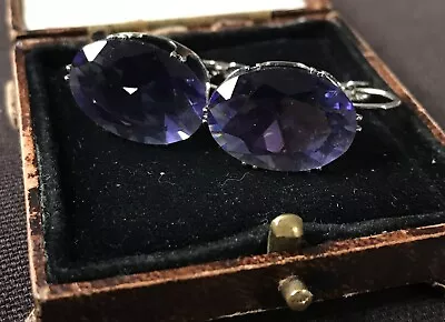 Buy Vintage Style Jewellery Purple Gemstones Earrings 18K White Gold Plated • 5.99£