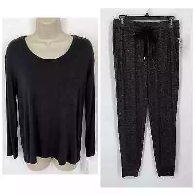Buy Alfani NWT Women's 2 Piece PJ Set Sleepwear Shirt & Pants Size XS Black, Gray • 44.17£