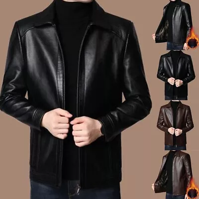 Buy Men's Classic Faux Leather Slim Blazer Pu Coat Suit Jacket For Streetwear • 26.95£