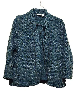 Buy Chico's Design VINTAGE Jacket Size 3 XL Acrylic Bright Funky Blue Green • 23.68£