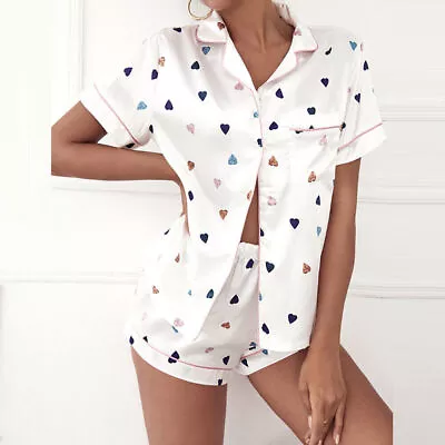 Buy ⭐Ladies Pyjamas Set SATIN PJ Set Long Sleeve For Women Button Up Loungewear⭐ • 14.29£