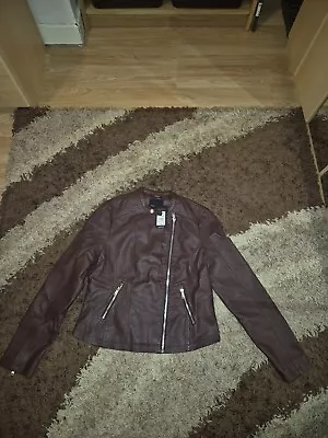 Buy New Look Burgundy Leather Look Jacket Size 14 New ! • 20£