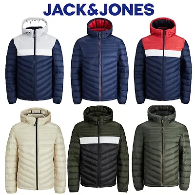 Buy Jack And Jones Men's Puffer Hooded Jacket Zip Up Padded Quilted Warm Casual • 29.99£
