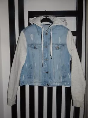 Buy Girls Jeans Hoodie Jacket, Hooded Coat Denim Jacket Size 12-13 Years • 9.99£