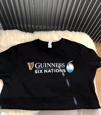 Buy Guinness Six Nations T Shirt MEDIUM Black Double Print Crew Neck Short Sleeve • 14£