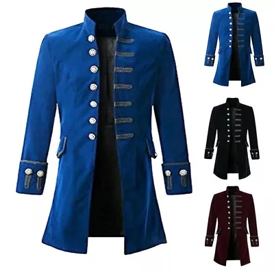 Buy Mens Vintage Gothic Steampunk Jacket Military Blazer Frock Pirate Coat Outwear • 34.79£
