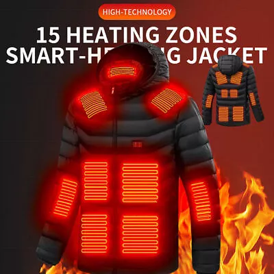 Buy USB Electric Heated Jacket Unisex Warm Washable Coat Heating Hoodie Padded Coats • 25.59£