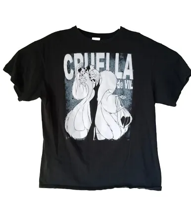 Buy Disney Women's Shirt L Cruella De Vil Black & White Graphics T Shirt • 6.63£