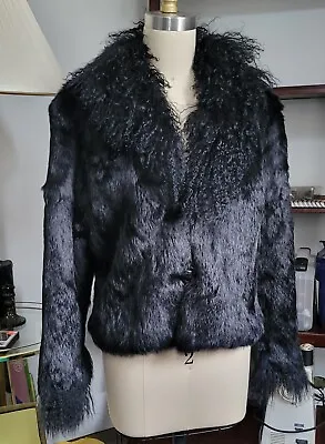 Buy BOHO FUR FUN Black Mongolian Fur Coat Size MEDIUM M • 216.16£