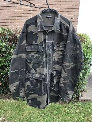 Buy Maniere De Voir Mens Military Camouflage Jean Jacket Size Xl Distressed • 45.99£