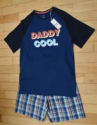 Buy New M&S Cotton Daddy Cool Slogan Checked Shorts Pyjamas Sz  Medium • 18.99£