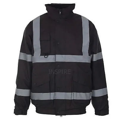 Buy Hi Vis Jacket Waterproof Bomber Fleece Work Jackets Hi Viz Safety Lined Padded  • 23.95£