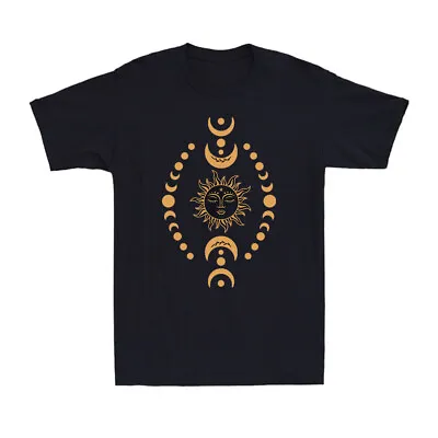 Buy Boho Sun And Moon Celestial Crescent Moon Phases Vintage Men's T-Shirt T-shirt • 13.99£