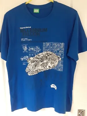 Buy Mens Haynes Manual Star Wars Millennium Falcon Blue T-Shirt. Size Medium. • 8£