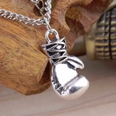 Buy Silver Plated Boxing Glove Necklace & Chain Sport Jewellery & Free Gift Bag • 4.98£