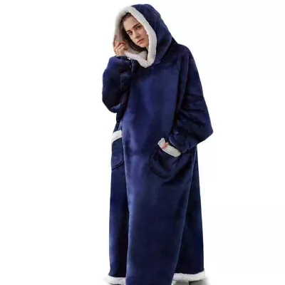 Buy 155cm Extra Long Hoodie Blanket Oversized Soft Sherpa Fleece Giant Sweatshirt UK • 17.95£