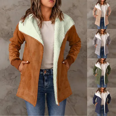 Buy Women Coat Sherpa Lined Jacket Ladies Casual Long Sleeve Winter Warm Parka Coats • 11.68£