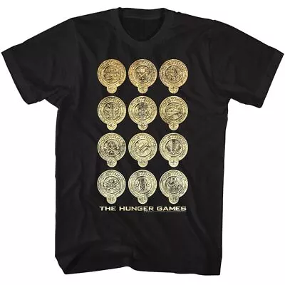 Buy Hunger Games - Shine District Logos - Black Short Sleeve Adult T-Shirt • 76.55£