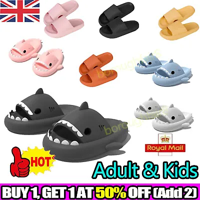 Buy Unisex Adult& Kid Thick Sole Shark Anti-Slip Slippers In/Outdoor Sliders Sandals • 4.99£