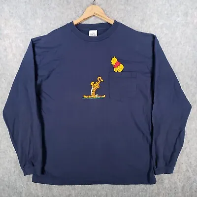 Buy Vintage Disney Shirt Mens Large Blue Winnie The Pooh Tigger 90s Y2K Casual Top • 17.97£