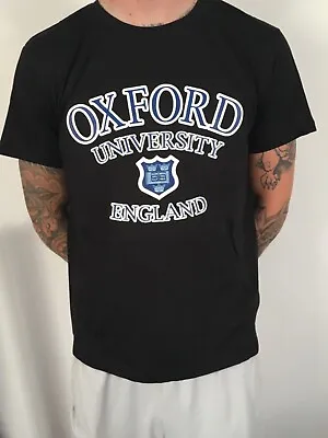 Buy Oxford University Black Cotton T Shirt • 11.99£
