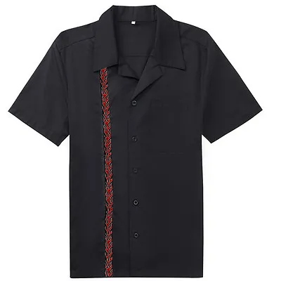 Buy Mens Flames Bowling Shirts Plus Size Rockabilly Clothing Hip Hop Punk • 19.19£